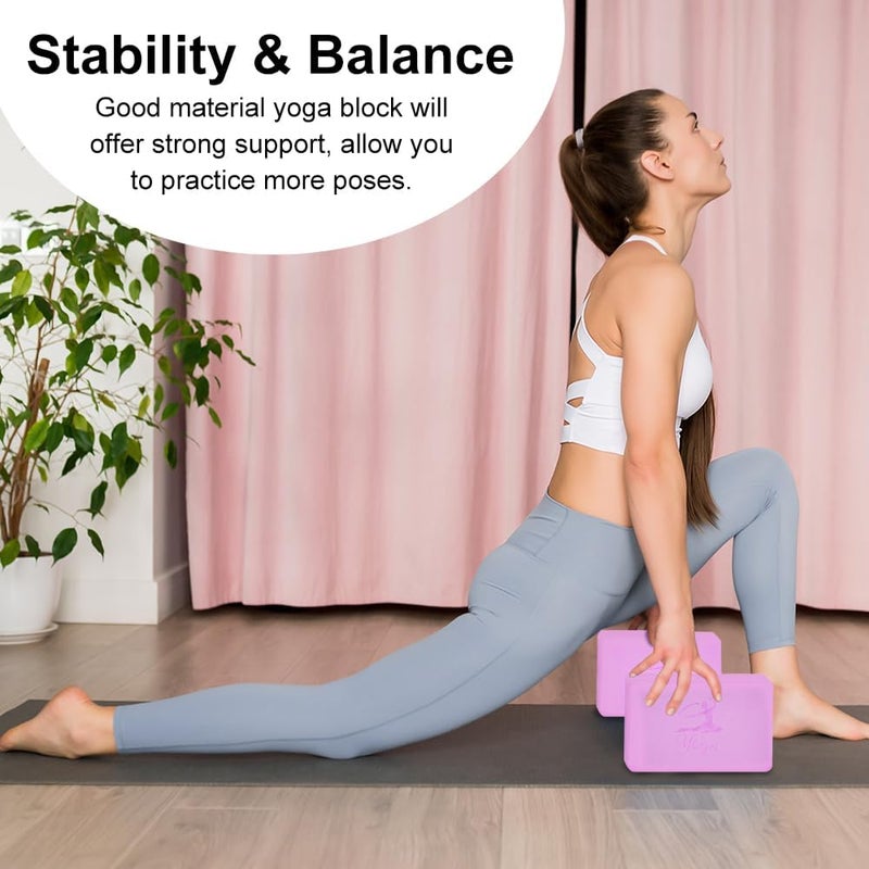 RETON Yoga Blocks Set, High - Density Yoga Block with 2 Strap, Lightweight Foam Brick Yoga Pilates Blocks, Anti-Slip Yoga Brick with Embossed Design for Posture Adjustment and Movement Assistance - Image 5
